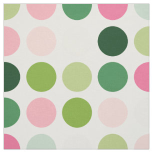 Modern pink green polka dots pattern monogram fabric
