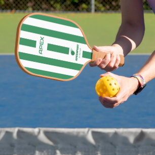 Modern Pink Green Striped Pickleball Paddle