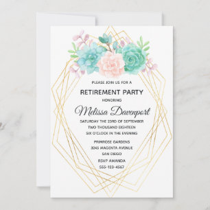 Modern Pink & Green Watercolor Succulents Invitation