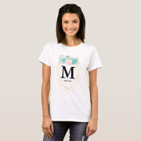 Modern Pink & Green Watercolor Succulents Monogram