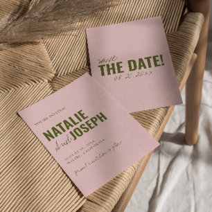 Modern Pink Green Whimsical Unique Fun Wedding Save The Date