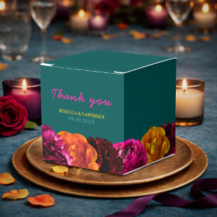 Modern pink green yellow floral favour box