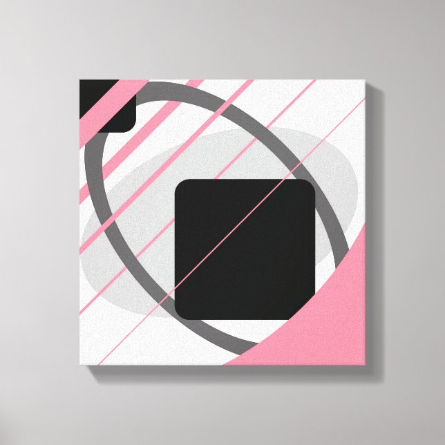 Modern Pink Grey Black Off White - Wrapped Canvas (Front)