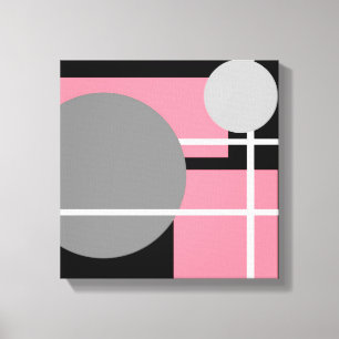Modern Pink Grey Black White - Wrapped Canvas