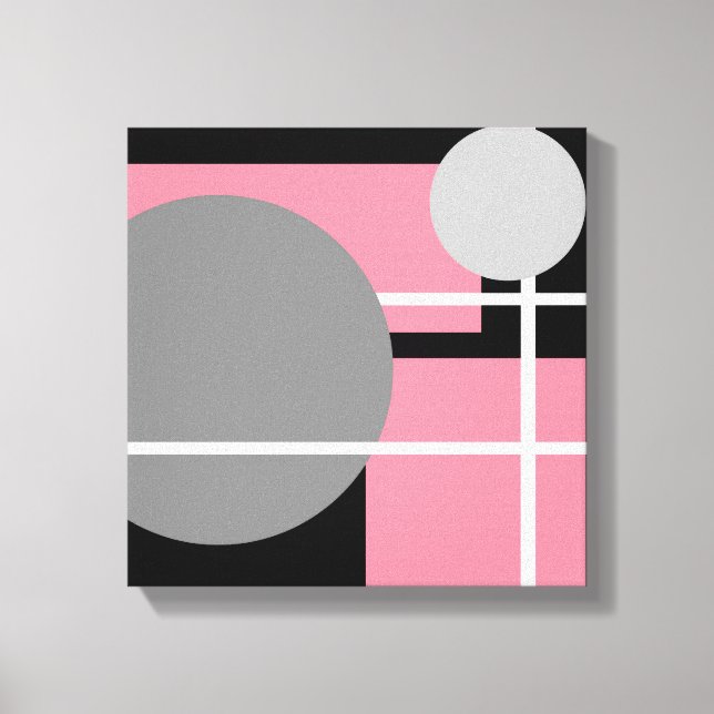 Modern Pink Grey Black White - Wrapped Canvas (Front)