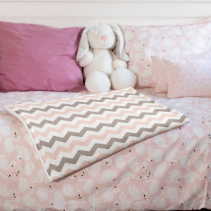 Modern Pink & Grey Chevron Medium Blanket
