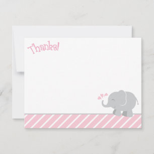 Modern Pink Grey Elephant Baby Shower Card