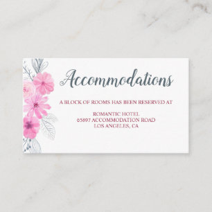 Modern pink grey watercolor flowers spring wedding enclosure card