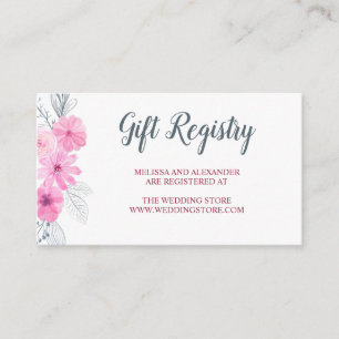 Modern pink grey watercolor flowers spring wedding enclosure card
