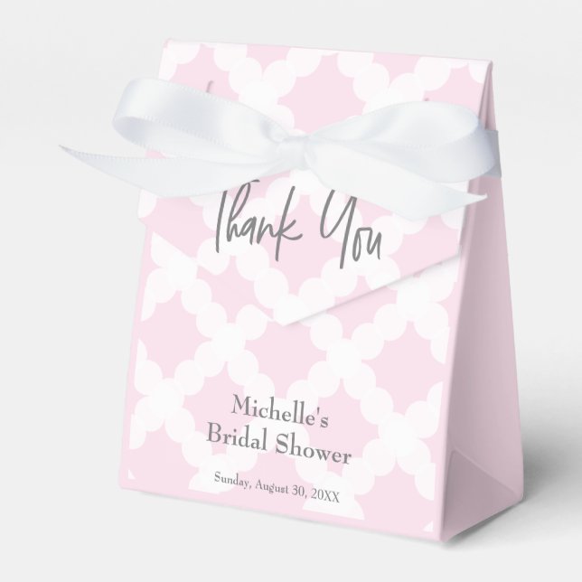Modern pink grey white thank you bridal shower favour box (Front Side)