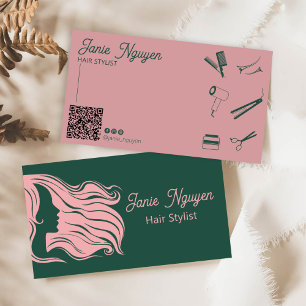 Modern Pink Hair Stylist Business Card