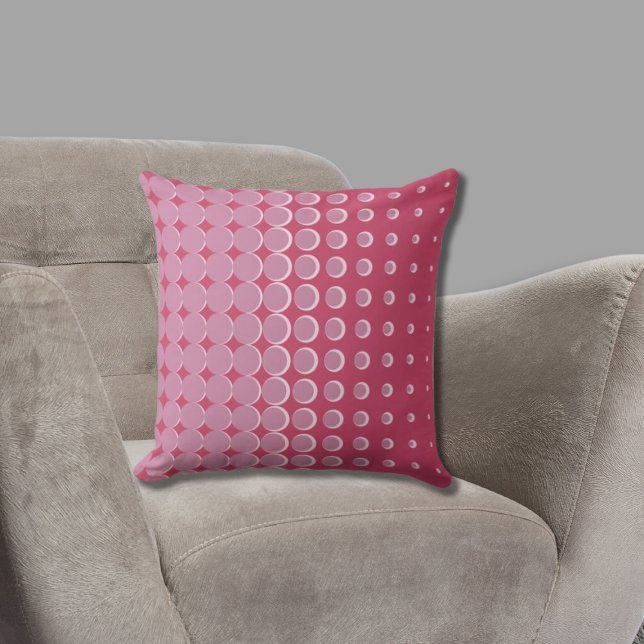Modern Pink Halftone Dots Cushion (Pink Halftone Pattern)