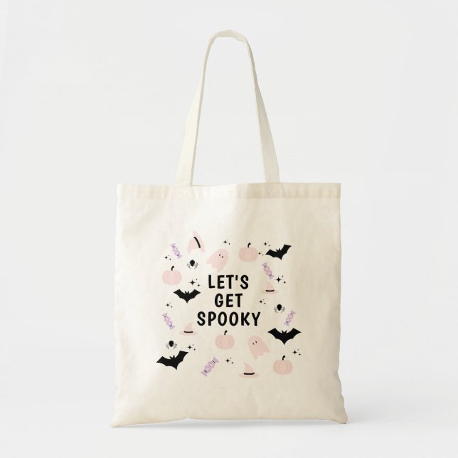 Modern Pink Halloween Let's Get Spooky Tote Bag (Front)