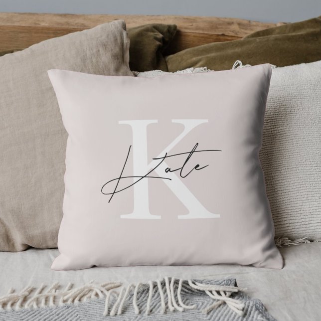 Modern Pink Hand Script Monogram Cushion (Creator Uploaded)