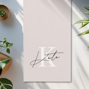 Modern Pink Hand Script Monogram Yoga Mat