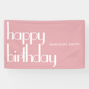 Modern Pink Happy Birthday Banner