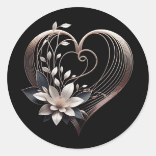 Modern Pink Heart Classic Round Sticker