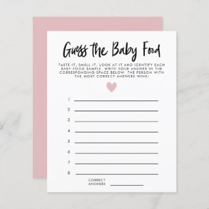 Modern Pink Heart Guess The Baby Food Shower Game