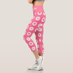 Modern Pink Heart Love Collection Capri Leggings