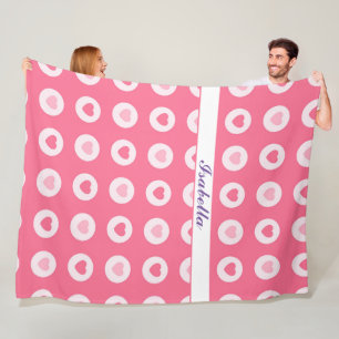 Modern Pink Heart Love Collection Fleece Blanket
