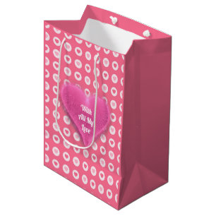Modern Pink Heart Love Collection Medium Gift Bag