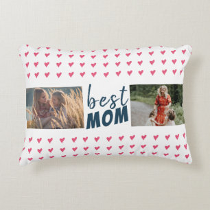 Modern Pink Heart Pattern Best Friends 2 Photo Decorative Cushion