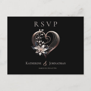 Modern Pink Heart-RSVP-Wedding- Postcard