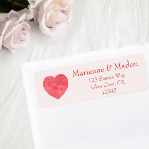 Modern Pink Heart Wedding Return Address