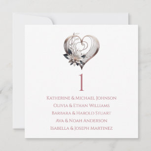 Modern Pink Heart-Wedding Seating Chart- Invitation