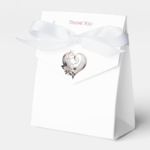 Modern Pink Heart with Flowers-Wedding Thank you Favour Box