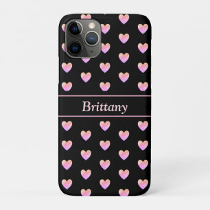 Modern Pink Hearts on Black Case-Mate iPhone Case