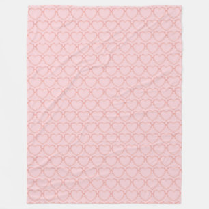 Modern Pink Hearts on Pink Fleece Blanket