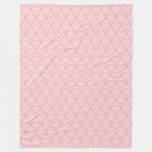 Modern Pink Hearts on Pink Fleece Blanket (Front)