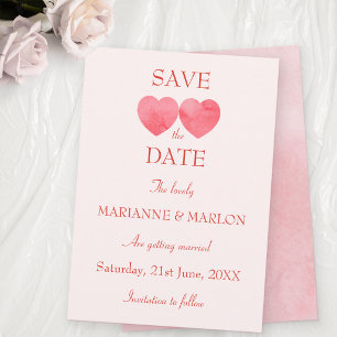 Modern Pink Hearts 'Two become One' Save The Date