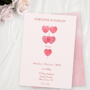 Modern Pink Hearts 'Two become One' Wedding Invitation