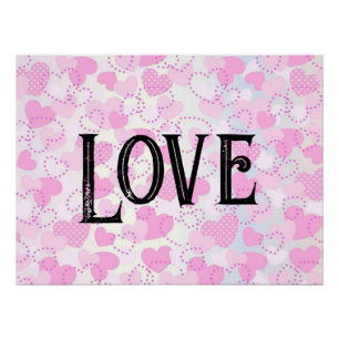 Modern pink hearts watercolor text calligraphy poster