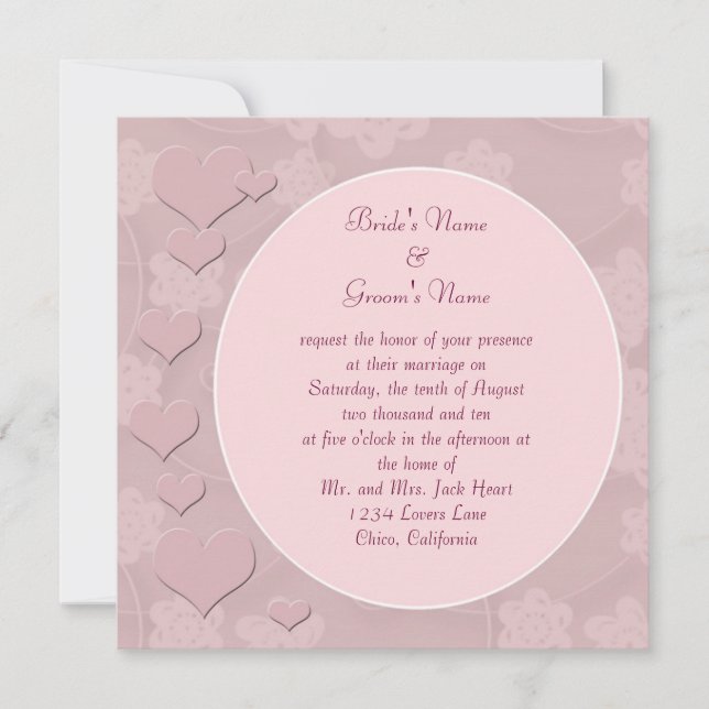 Modern Pink Hearts Wedding Invitation (Front)