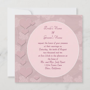 Modern Pink Hearts Wedding Invitation