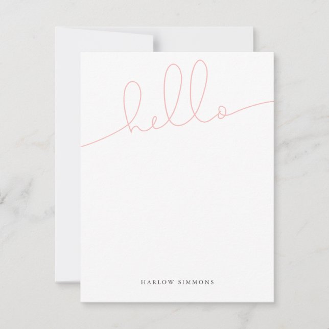 Modern Pink HELLO Script Card (Front)