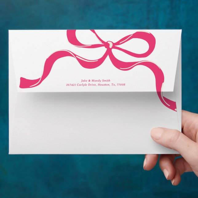 Modern Pink Holiday Big Bow Christmas Envelope (Hand)