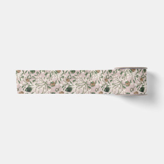 Modern Pink Holiday Winter Greenery Mistletoe Satin Ribbon