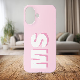 Modern Pink Initial Monogram iPhone 16 Case