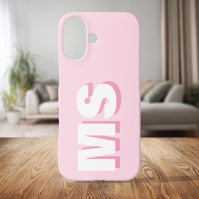 Modern Pink Initial Monogram Case-Mate iPhone Case (Creator Uploaded)
