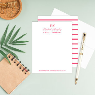 Modern Pink Initials Monogram Business Card