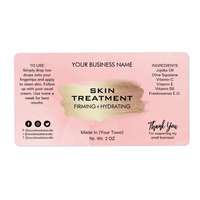 Modern Pink Ink Treatment Serum Labels (Front)