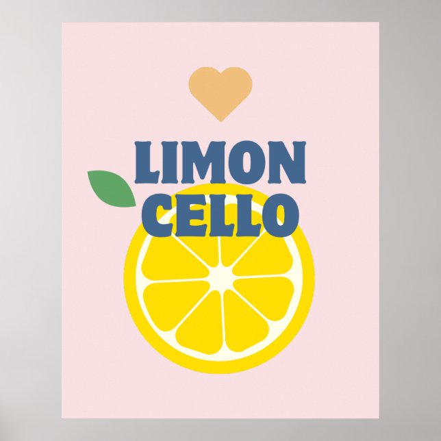 Modern Pink Italian Lemons Limoncello Bar  Poster (Front)