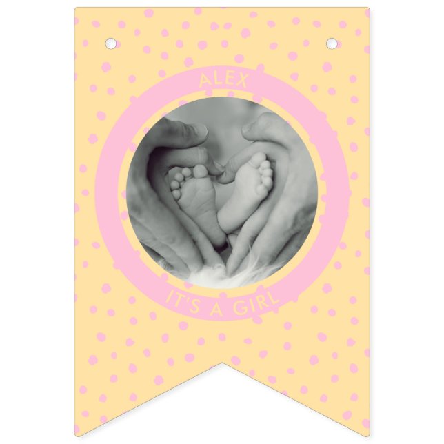 Modern Pink It's a Girl New Baby Newborn photo Bunting (Third Flag)