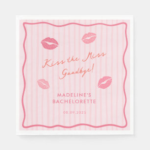 Modern Pink Kiss The Miss Goodbye Bridal Shower Napkin
