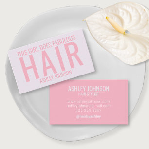 Modern pink lavender hair stylist typography business card
