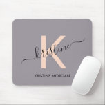 Modern pink lavender script monogram name mouse pad<br><div class="desc">Modern pink lavender script monogram name mouse pad</div>